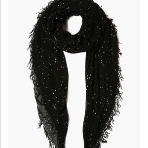 Chan Luu Black Cosmos Cashmere and Silk Scarf